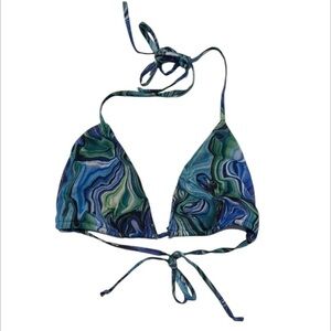 Shop17 color swirl bikini swim top size small blue